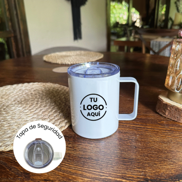 Mug en Acero con Tapa Transparente