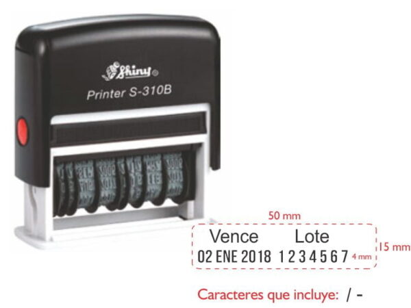 Sello Fechador Vence y Lote 310B Shiny