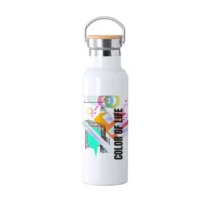 Termo en Acero Tapa Bambu Aro 600ml